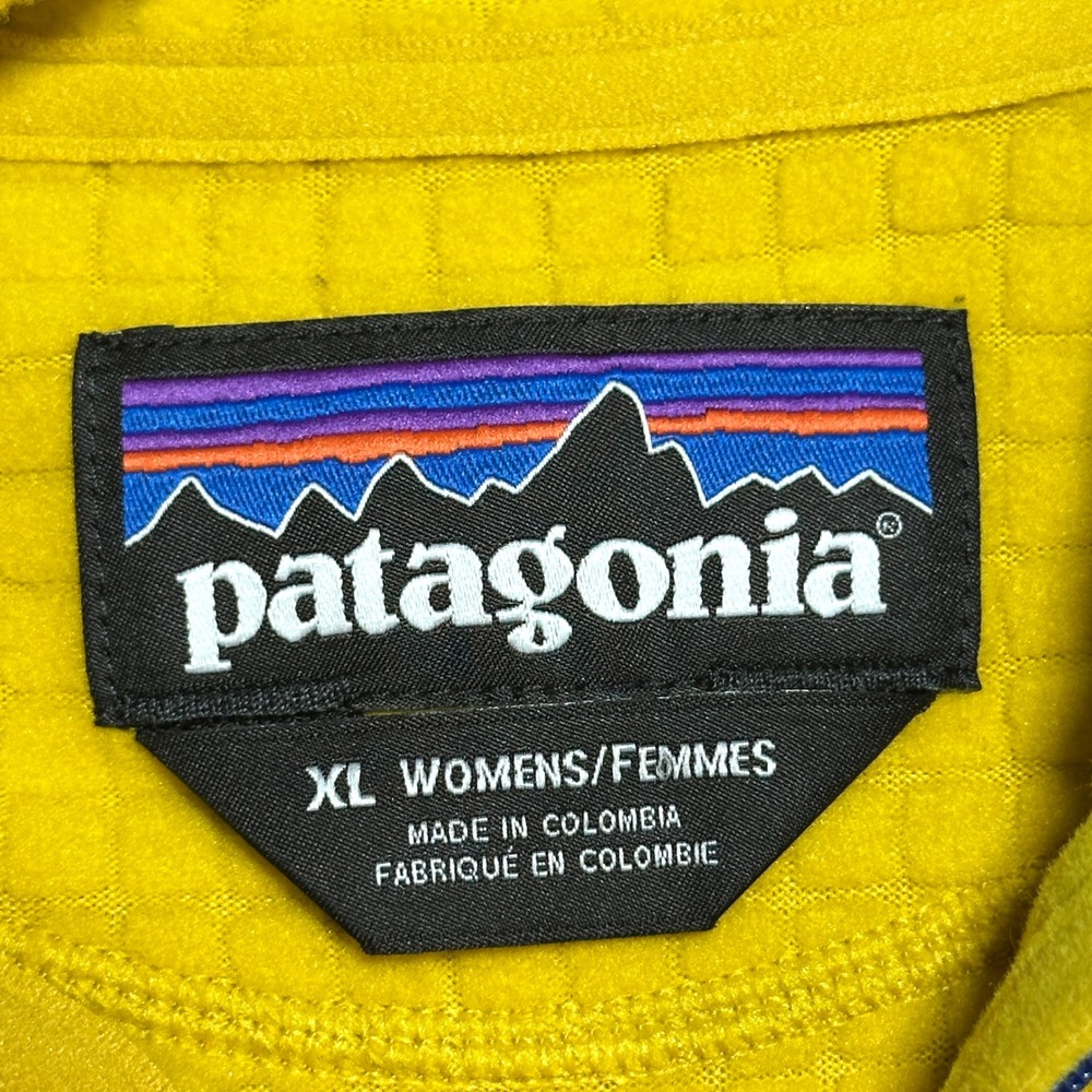 Patagonia R1 Hoody Womens XL Polartec Power Grid Half Zip Waffle Fleece Yellow - Picture 5 of 12
